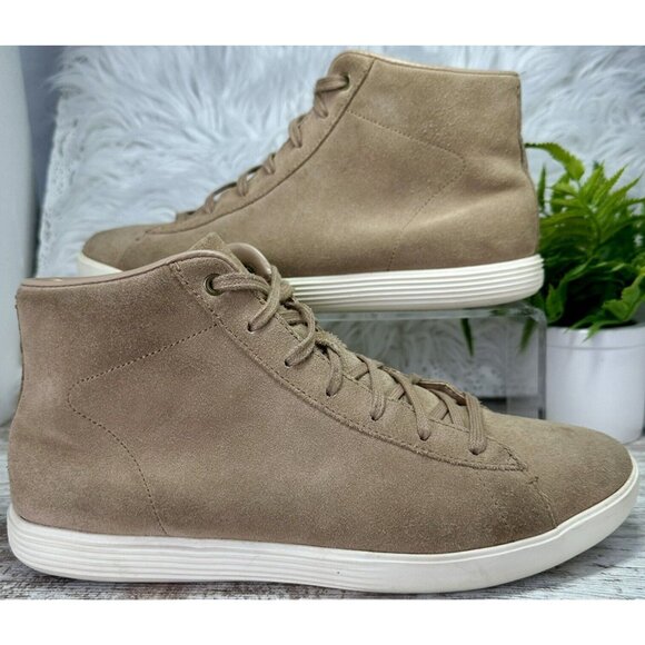 COLE HAAN Grand Crosscourt High Top Sneakers Women’s Size 11B Tan Camel Suede - Picture 1 of 15
